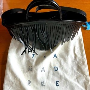 Trademark Black Leather Fringe Purse